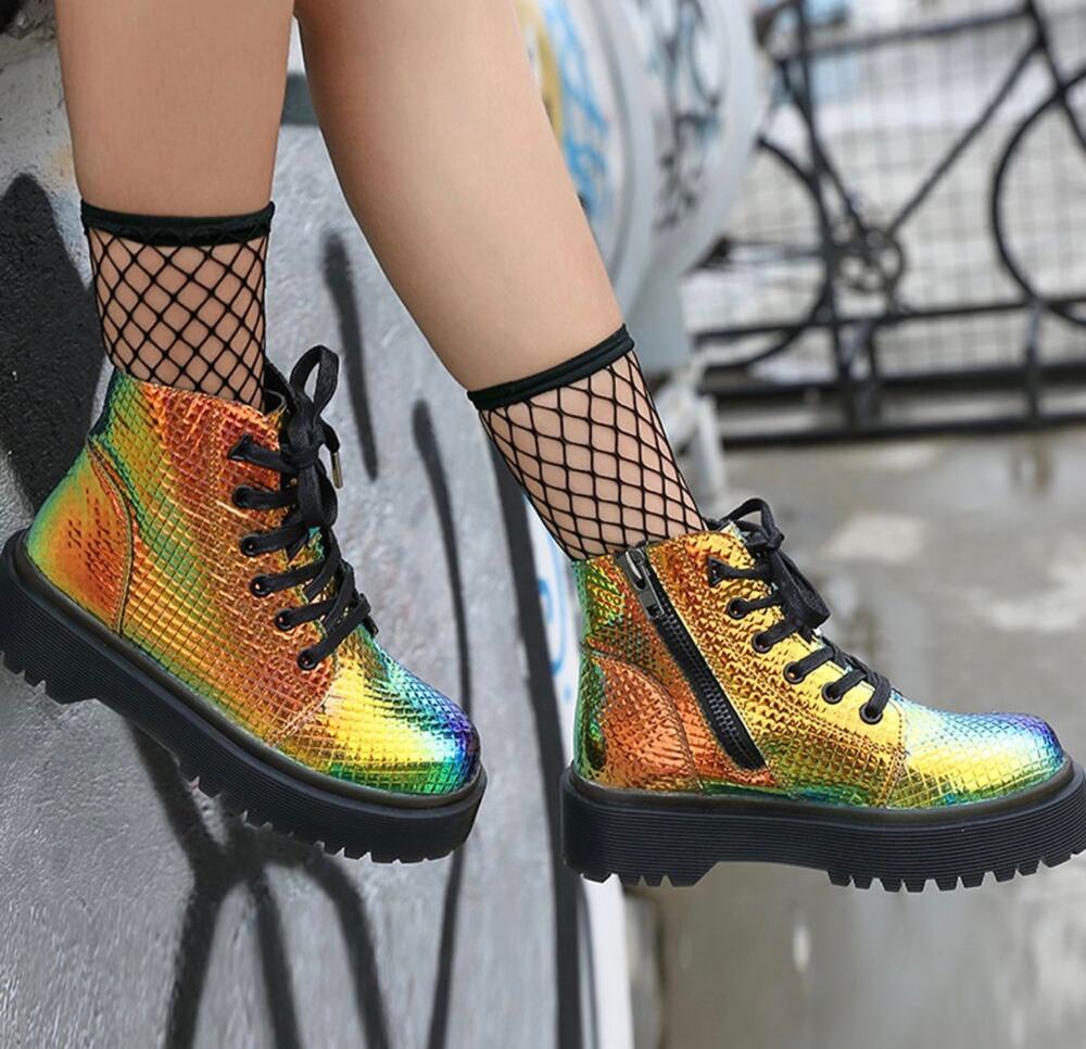YRU Holographic Beetle Chunky Slayr Boot 9 Rave